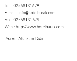 Hotel Burak iletiim bilgileri